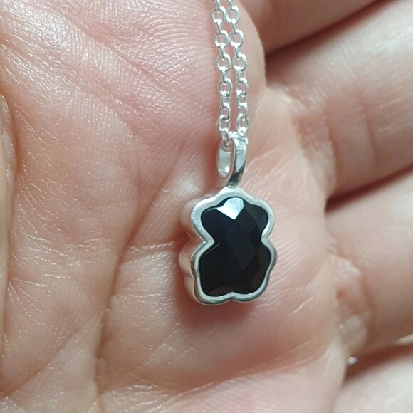 Tous Sterling Silver Black Bear Onyx Necklace - Picture 3 of 7